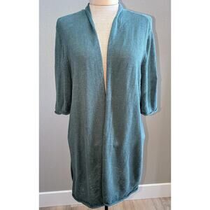 Eileen Fisher Teal Open-Front Cardigan